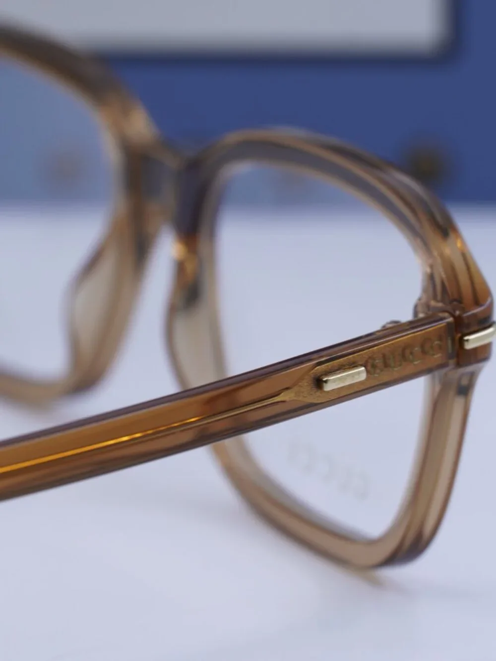 Gucci GG1446O 004 Rectangle Eyeglasses - Transparent Brown 56mm